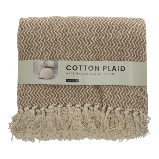 Recycled Cotton Plaid Visgraat Taupe