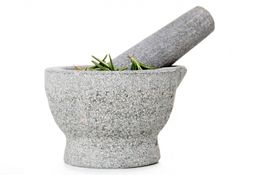 Mortier en stamper met schenktuit