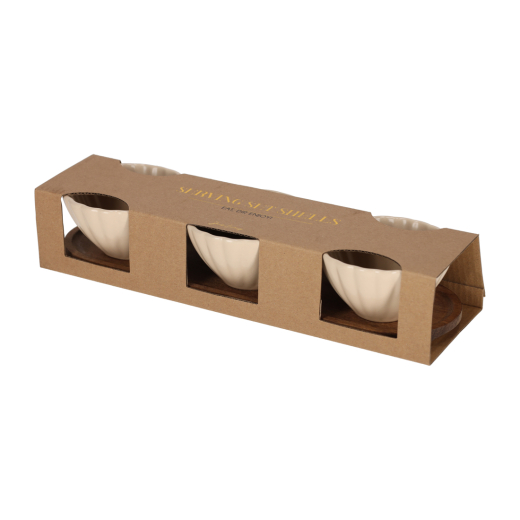 Serveerset Met Schelp Schaaltjes Beige