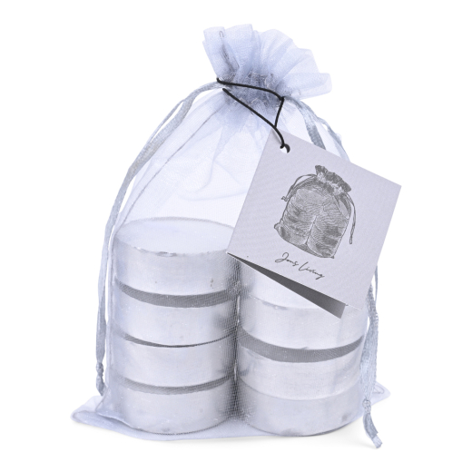 Theelichten 4u in Organza Zak grijs