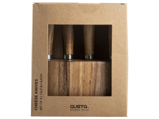 Set van 4 kaasmesjes met houder