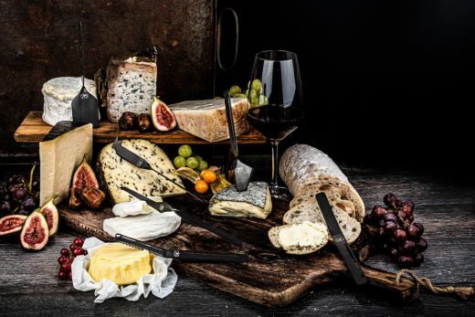 Set van 6 kaas- en botermessen, kleur zwart