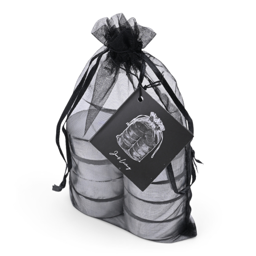 Theelichten 4u in Organza Zak zwart