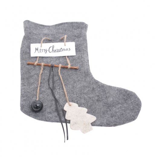 Vilt kerstsok donkergrijs