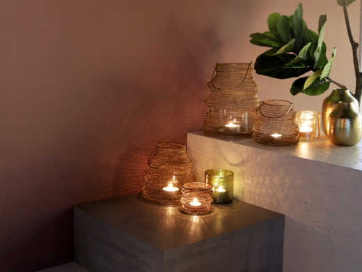 Opvouwbaar windlicht goud 10x10 cm