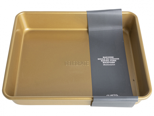 Bakvorm 28x23x4,2cm Goud