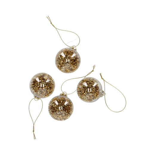 Glitter Kerstballen Goud set van 4