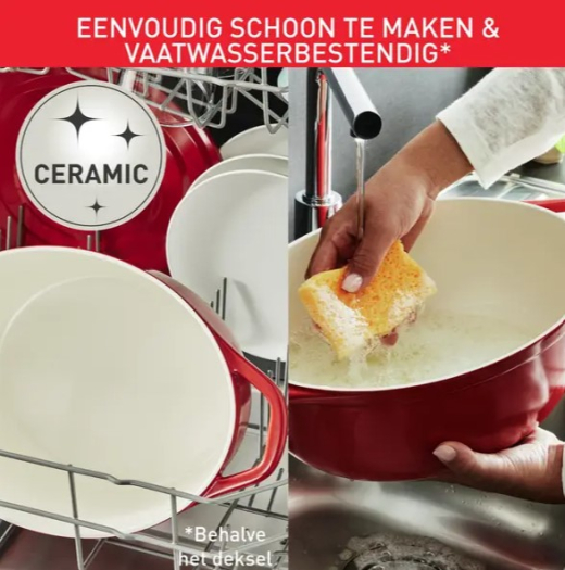 Braadpan ovaal 30 cm Rood Keramisch en Recycled