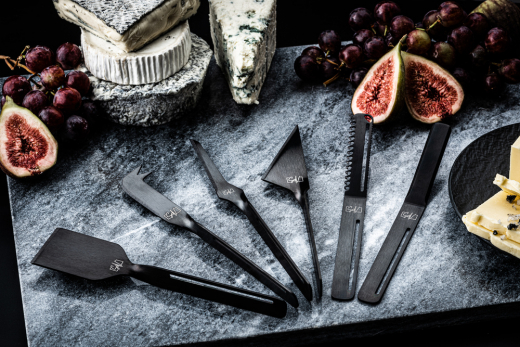 Set van 6 kaas- en botermessen, kleur zwart