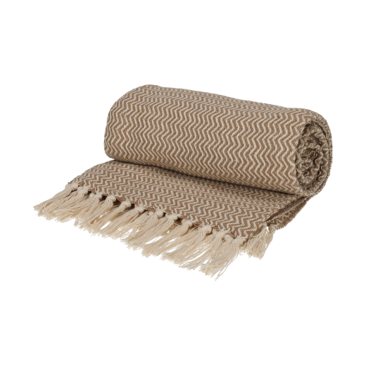 Recycled Cotton Plaid Visgraat Beige