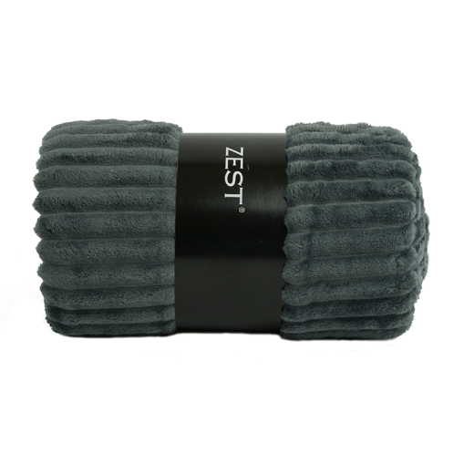 Fleeceplaid Rib Donkergrijs