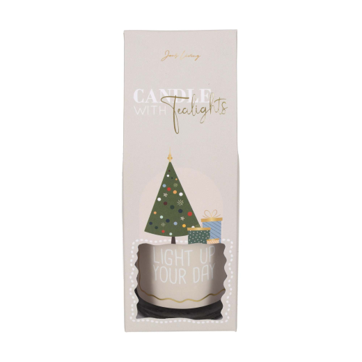Happy Holidays Kaars met 3 Theelichten