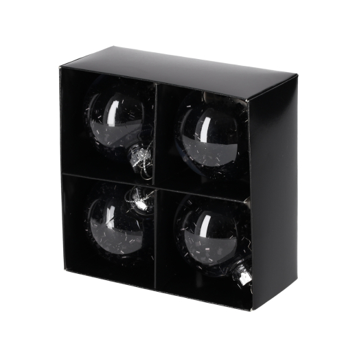 Glitter Kerstballen Zwart set vam 4