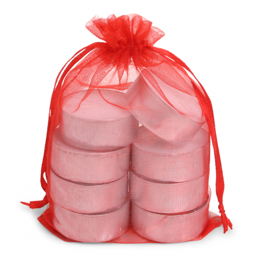 Organza Theelichtzak rood 8 stuks