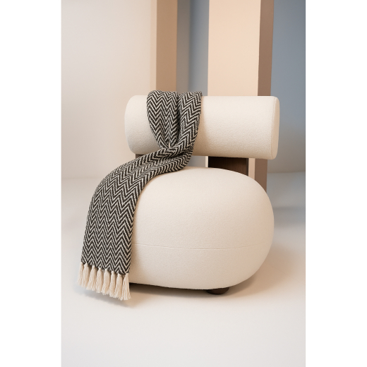 Recycled Cotton Plaid Visgraat Zwart