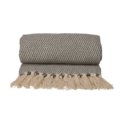 Recycled Cotton Plaid Visgraat Grijs