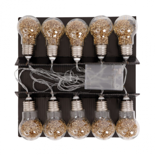 LED Glitter Bol Slinger Goud