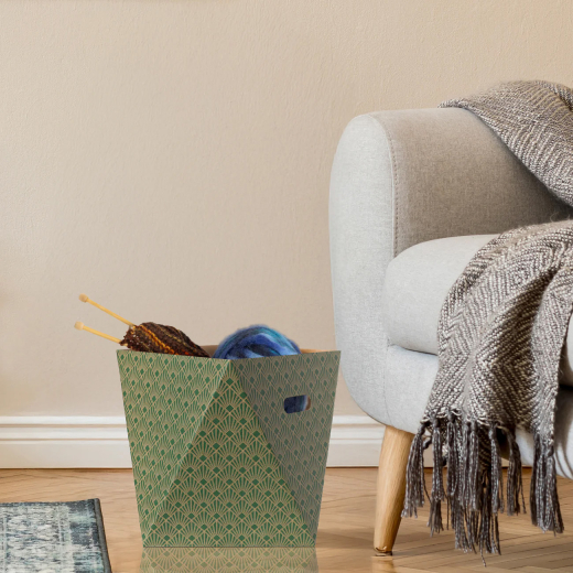 Basket Art Deco Velvet Green NEW