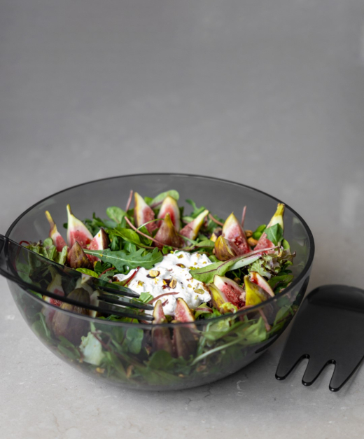 Acryl Saladeschaal Met Bestek Smoke