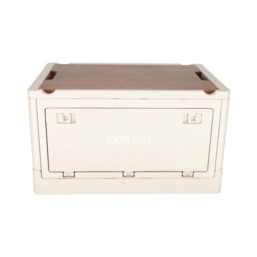 Krat met houten deksel Off-white